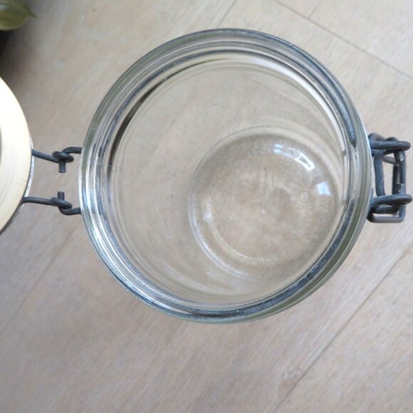 Hermetic Clear Glass Canister Jar 3/4L With Rubber Seal & Wire Hinged Lid Italy - Picture 5 of 15